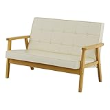 SATO セレノソファ 2人掛けクロス PVCホワイト 肘ナチュラル