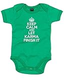 (キープ　カーム　アンド　レット　カーマ　フィニッシュ　イット) Keep Calm And Let Karma Finish It, プリント　ベビースーツ - グリーン/白 12-18 ヶ月