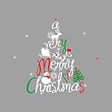 Amaonm Removable Words Merry Christmas Tree Santa Deer Snowman Wall Decals New Year Room Wall Sticke