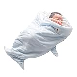 ベビー フリース　サメ型　シュラフ 寝袋　柔らかい肌触り 薄いブルー