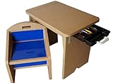 [手づくり雑貨工房]高耐久性・特殊強化ダンボール・子供用・引き出し付き・机イスセット～職人のハンドメイド～ (ブルー)