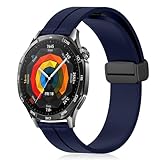 [RicYeel] 22mm 磁気付き シリコンバンド Huawei Watch GT 6/6 Pro/5 Pro/GT 5/4/3/2/1 (46mm) 対応 交換ベルト マグネット付き 装着簡単 柔らかい ストラップ スポーツ 替えベルト Huawei Watch 4 46mm/4 Pro 48mm/3 Pro/3/2 Classic 用 (ネイビーブルー)