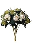 「ノーブランド品」多色バラ混ぜ合わせの造花 ホテル、 結婚式 パーティー お祝い (白いと青いバラ５本*3)