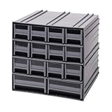 Quantum QIC-12123GY Interlocking Gray Storage Cabinet with 14 Gray Drawers, 11.38-Inch by 11-3/4-Inc