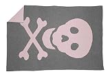 Lorena Canals Wool Rug Blanket (Skull Dark Grey/Pink) by Lorena Canals