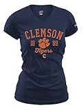 NCAA Clemson Tigers Women 's Fitted Collegiate基本的なロゴVネックTee XL ホワイト