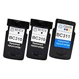 Canon キャノン BC-310XLBK(ブラック)×2 + BC-311XLCL(カラー) 【合計3本セット(大容量)】 《リサイクル/再生品/純正カートリッジ》(最新型ICチップ搭載・残量表示対応) ※非純正 310 311 310XL 311XL インク (対応機種: PIXUS MP493 / MP490 / MP480 / MP280 / MP270 / MX420 / MX350 / iP2700 )【STAR JET製】