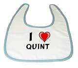 Baby Bib with I Love Quint (first name/surname/nickname) by Shopzeus