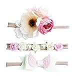 Ymgot ベビー ヘアバンド 花 髪飾り 子供 カチューシャ 出産祝い 撮影 記念日 お宮参り 結婚式 (ホワイト)