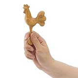 Natural Baby Rattle with Organic Grains Inside – The Rooster – Eco木製Clutching Toy