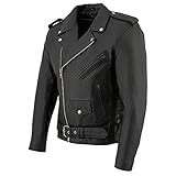 Event Biker Leather バイカージャケット メンズ ベーシック 複数ポケット付き L ブラック EL5411-BLK-LG