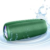 スピーカー bluetooth【2024新開発 24時間連続再生 LEDライト付き 重低音 IPX7防水 お風呂 マイク内蔵 TWS対応で二台接続可能 ブルートゥーススピーカー ワイヤレススピーカー Bluetooth5.3 大音量 Type-C充電 ポータブルスピーカー Bluetooth/TFカード/AUX対応 幅広い交換性 スマホ PC 車用 グリーン
