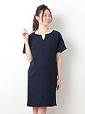 Angeliebe エンジェリーベ マタニティ ワンピース 授乳口付き キーネック ワンピ 妊婦服 産前 産後 半袖 フリー ネイビー 21923 21923300