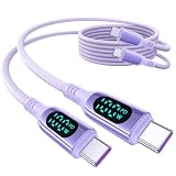 MINSLIS DC01 USB Type C ケーブル 100W/5A PD対応【1.5m2本セット】Type-C to Type-C 急速充電 出力スクリーン表示 ナイロン編み タイプc 充電ケーブル iPhone 16/15/15 Pro/15 Plus/15 Pro Max, MacBook Air/Pro 13'', iPad Mini 6, Switch等USB-C機種対応パープル