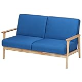 不二貿易 ファブリックソファ ルポゼ 2人掛け 幅70cm ブルー 71307