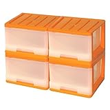 深型 ボックス 収納ケース 1段 4個組 オレンジ 日本製 MJ-F1-4OR