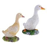 F Fityle 現実的　アヒル像　可愛い　2本　樹脂　ホーム　部屋　芝生　庭　飾り　耐久性　プレゼント　Sサイズ