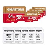 【Switch 1専用】GIGASTONE マイクロsdカード 64GB 5個セット 4K Game Pro UHS-I A2 V30 U3 C10 95MB/s アクションカメラ スポーツカメラ 4K Ultra HD 動画 動作確認済 SDアダプター5枚付き【5年データ復旧・無償交換保証】