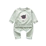 長袖パジャマ Tシャツ 無地パンツ 上下セット ヒツジ柄 男の子 女の子 グリーン73cm