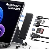 Surface Pro 12 ハブ, トリプルディスプレイ Surface Pro 12 変換アダプタ 4K/30Hz HDMI, Thunderbolt4 ポート搭載 (4K/60Hzビデオ出力/ 40Gbps データ転送/100W PD充電), USB3.0 x2, SD/TFカードリーダー, 3.5mmオーディオ Surface Pro 12インチ 2025アクセサリ