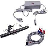 HDE Nintendo Wii AC Power Adapter Block, Component A/V HDTV Cable, and Wired Motion Sensor Bar for N