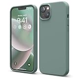 elago iPhone 14 Plus ケース 対応 iPhone 14 Plus ケース リキッドシリコンケース 全面保護カバー 耐衝撃 薄型 携帯ケース 傷防止 ソフトマイクロファイバー裏地 6.7インチ(ミッドナイトグリーン)