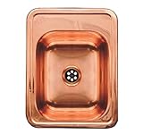 Whitehaus WH691CBL-PCO Rectangular 12 1/2-Inch Copper Drop-In Bar Sink with a Smooth Surface , Polis