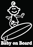 かわいい赤ちゃん上ボードSurfboardサーフ車トラックウィンドウバンパービニールグラフィックデカールステッカー 20 in / 50 cm tall OTDS318-20BLACK