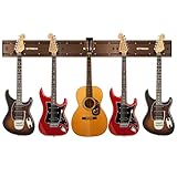 STRICH ギター壁掛けハンガー 5本収納 強力アルミメタルギター壁掛けラック ベースホルダー 調節可能な楽器ディスプレイセット SMH-05A 黒