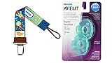 フィリップス Avent BPA フリー Soothie おしゃぶり 3ヶ月以上用 ブルー( 3+ )&おしゃぶりホルダーUlubulu Universal Pacifier Clip, Robona