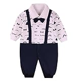 エルフ ベビー(Fairy Baby)ベビーカバーオールロンパース 長袖 前開き 春秋 出産祝い ひげ柄 9M