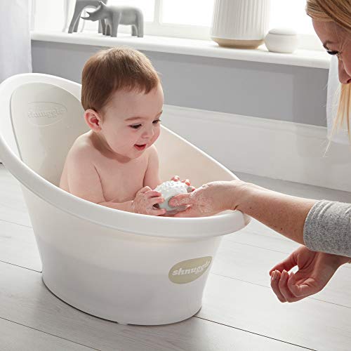 Shnuggle Baby Bath Tub with Backrest and Bum Bump Support, White, Shnuggle Baby Bath Tub with Backrest and Bum Bump Support, White,