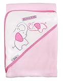 Mommy & Me, 36"x30" Velour Hooded Towel, Elephant (pink), Frenchie Mini Couture by Frenchie Mini Cou