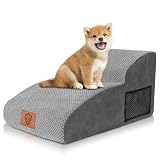 ZNM 犬用 階段 ペット ドッグステップ 3段 高さ40cm 高密度フォーム よい安定性 滑り止め 取り外し可能カバー 耐久 高齢犬 関節に痛みのある犬 猫に適用 犬 スロープ 踏み台