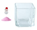 花市場直送便 ミニチュアガラス 雪だるま 小 & カラーサンド ラベンダー & 植え込み用グラス ニューブロックS