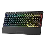 Redragon K515 PRO Shiva RGB ワイヤレス メンブレン ゲーミングキーボード 98キー メカニカルフィールキーボード 滑らかなリニアスイッチ付き オンボードマクロ&マルチメディアキー 取り外し可能なリストレスト ソフトウェア対応