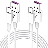 USB Type C ケーブル USB-C & USB-A 5 A 充電ケーブル【QC3.0対応 急速充電】 Samsung Galaxy S24/S23/S22/S21/S20,Sony,Xiaomi,Huawei,Pixel,Type-c機種対応 (ホワイト, 1M+2M)