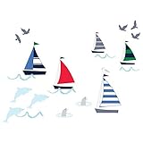Lambs & Ivy Regatta Nautical Wall Appliques Blue/Gray [並行輸入品]