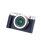 SIUTATDSH カメラハーフケース Leica D-LUX7用、ビンテージメタル本革インスタントカメラ保護ケース スタイリッシュ ポータブル 耐衝撃 (ブルーL)