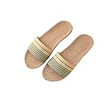 [Confis] スリッパ リネン 亜麻 男女兼用（S・グリーン）