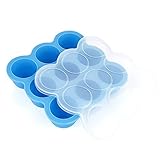離乳食保存容器 GVDV わけわけフリージング 冷凍小分けパック 製氷皿 シリコン製調理器具 フタ付 FDA認証 ３段９個(ブルー)