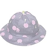 Spinas(スピナス) キッズ ベビー 帽子 風船 柄 つば広 ハット あごひも かわいい 日よけ UVカット 熱中症 防止 パステル おでかけ かわいい 全3色 ピンク グレー イエロー (グレー
