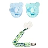 Philips AVENT Bear Shape Pacifier, 0-3ヶ月, 2個パック +ホルダーセット (ブルー&グリーン) [並行輸入品]