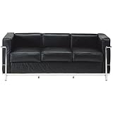 LC2グランコンフォール3人掛けソファ黒革（イタリア製）