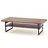 LOWYA （ロウヤ） テーブル ローテーブル 折りたたみ 天然木 突板 パイン材 スチール脚 面取り加工 選べる収納棚 ウッドタイプ 幅120cm ヴィンテージブラウン