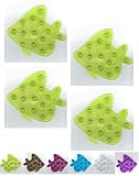 Bathtub安全＆快適アップリケ、4ピースノンスリップ魚形状、カラー選択 4½" x 4½" グリーン