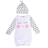 PER ベビーパジャマ　おくるみ　寝袋　ツーウェイオール　帽子　二点セット　笑顔柄　ベビー 幼児 長袖 コットン　春秋