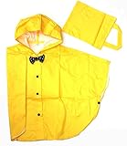 Carennac キッズ 子供 レイン コート ポンチョ 蝶ネクタイ タイプ リボン付き カワイイ (S(1-3才）90cm以下, 黄（ポンチョ）)