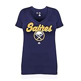 NHL Buffalo Sabres半袖VネックTシャツ、1 x、ネイビー