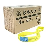 ベストアンサー エンドレススリング ラウンドスリング ナイロンスリング 繊維ベルト 警告線付き 強度 使用荷重 3t 黄 長さ 4m 幅 60mm 8本セット